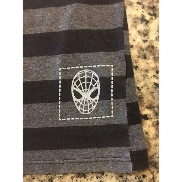 SPIDERMAN Boys Black Striped Tshirt Size 5/6 - - Picture 4 of 5